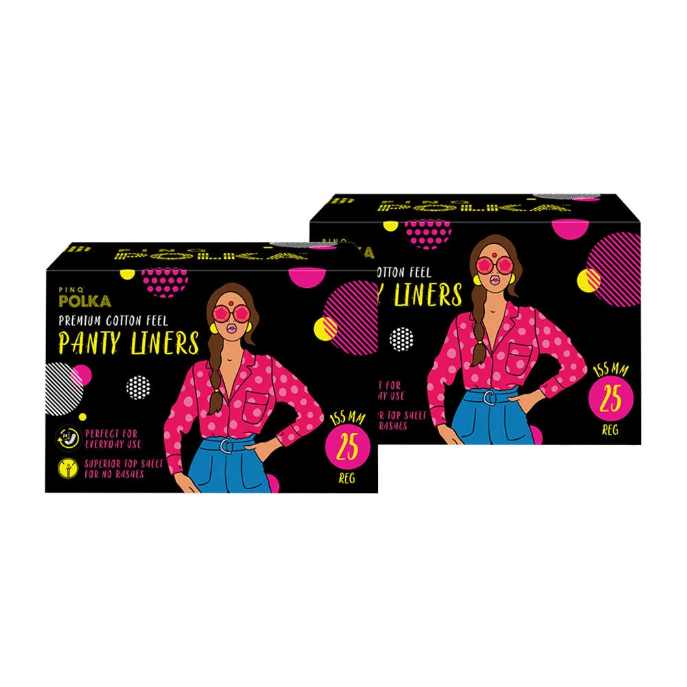 PINQ POLKA Premium Cotton Feel Sanitary Pads Combo - Daily Liners (Pack Of 2)