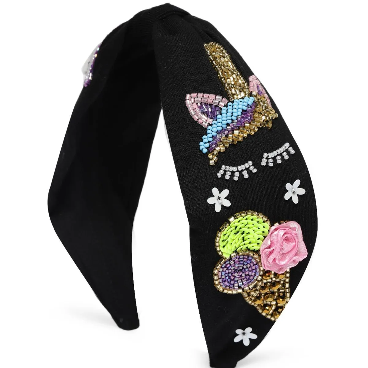 Elaa Elsa Headband In Black Jersey With Embroidery - Icecream Cone