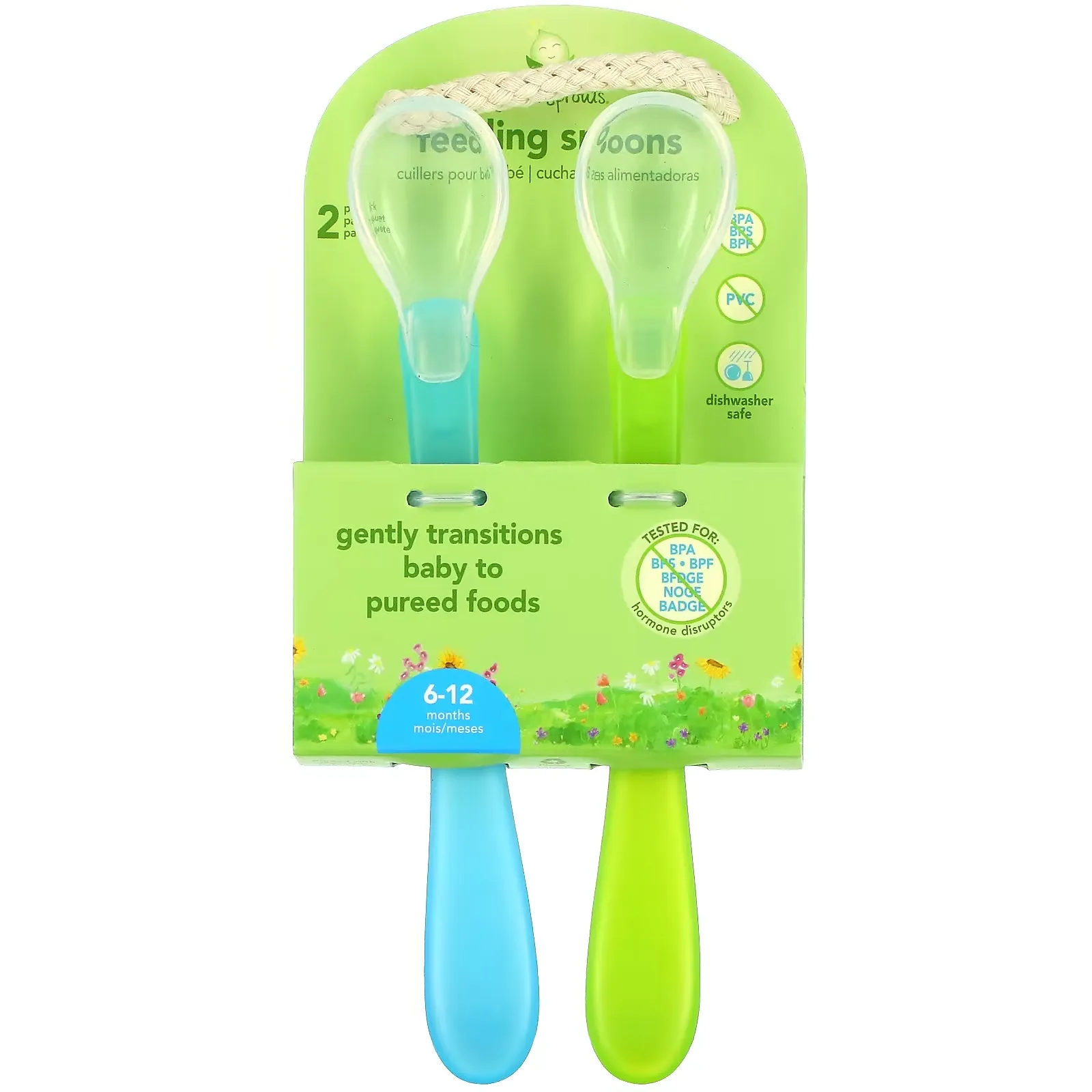 Feeding Spoons, 6-12 Months, Aqua, 2 Pack