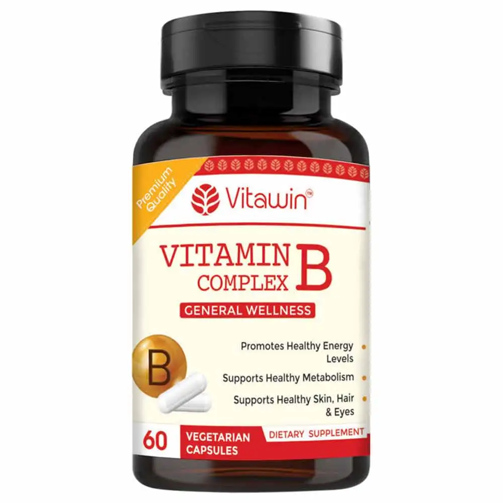 VITAWIN Vitamin B Complex for General Wellness (500 mg),  Unflavoured  60 capsules