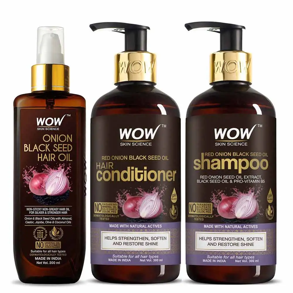 WOW Skin Science Onion Black Seed Oil Ultimate Hair Care Kit,  3 Piece(s)/Pack  (Shampoo + Hair Conditioner + Hair Oil)