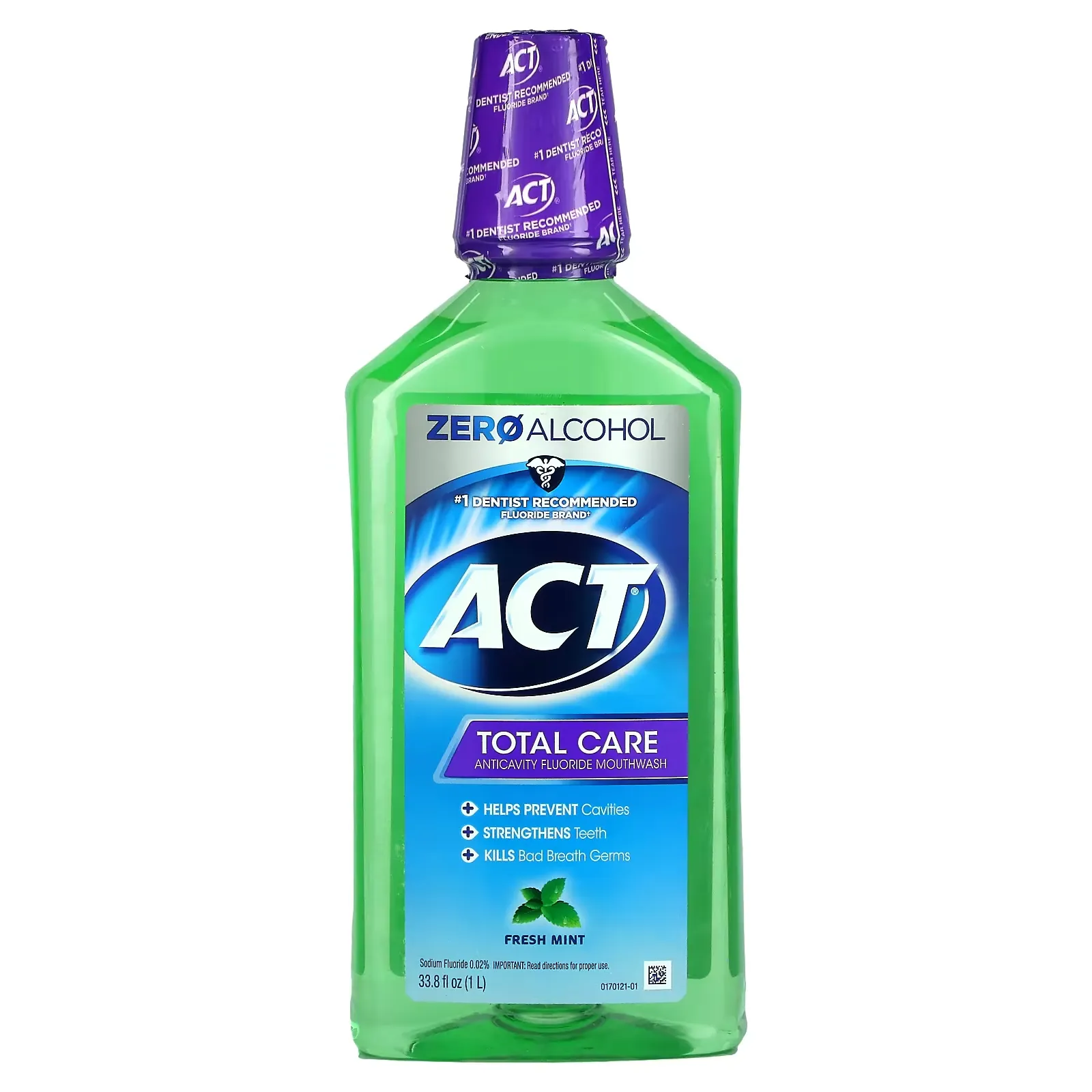 Total Care Anticavity Fluoride Mouthwash, Alcohol Free, Fresh Mint, 33.8 fl oz (1 L)