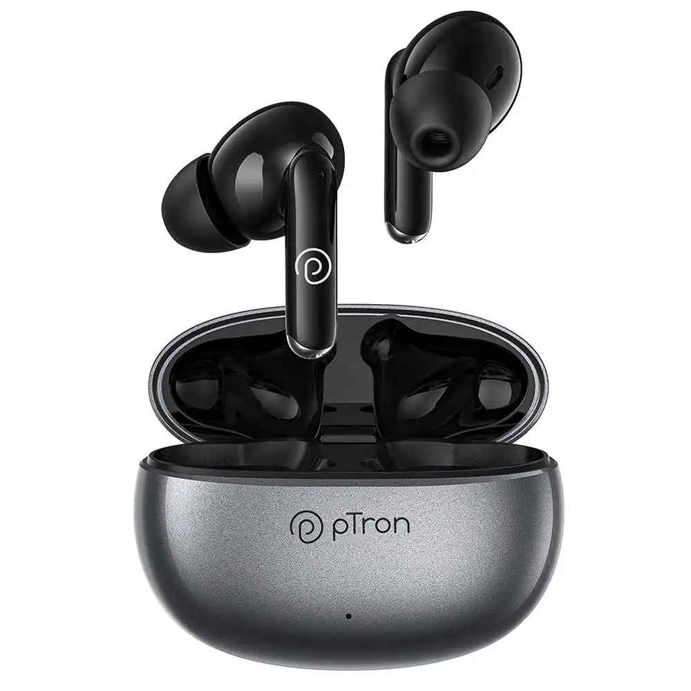 Ptron Bassbuds Eon in-Ear Earbuds with ENC,  Grey & Black