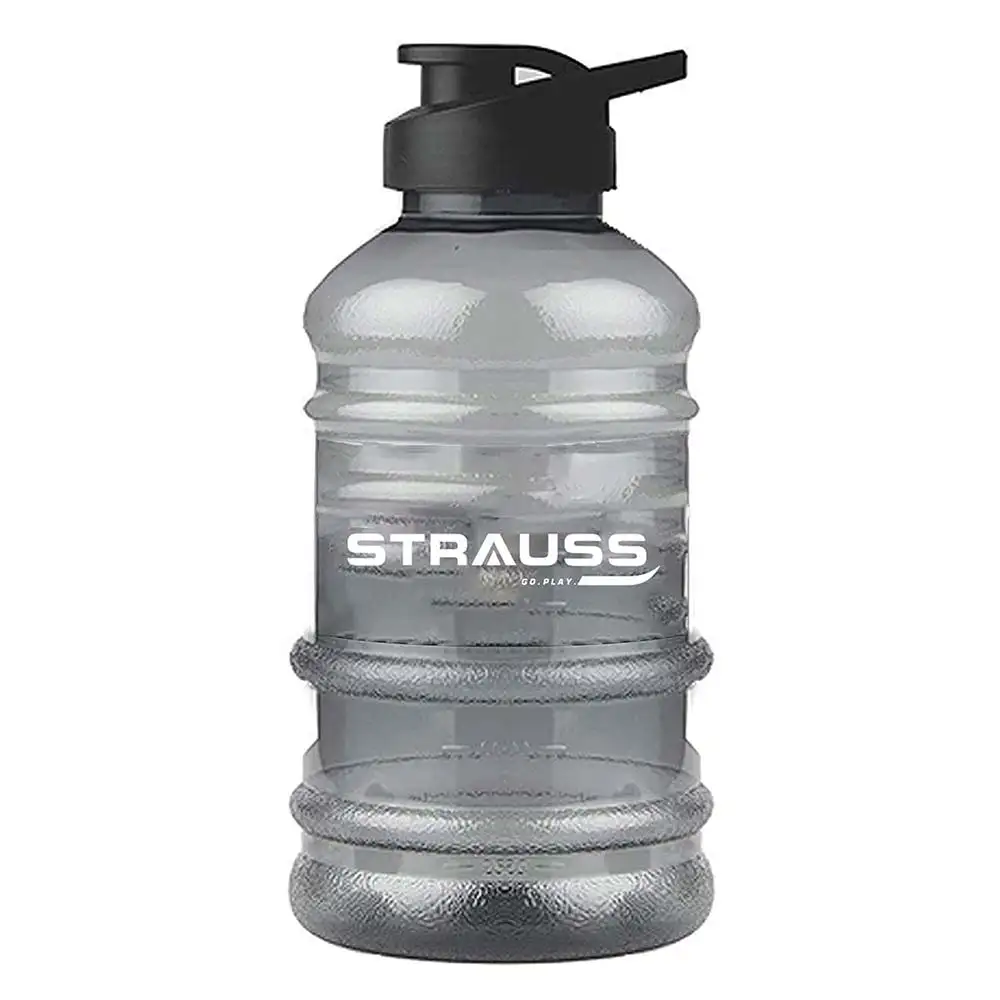 Strauss Gallon Shaker Water Bottle,  Transparent, Black Shade  1.5 L