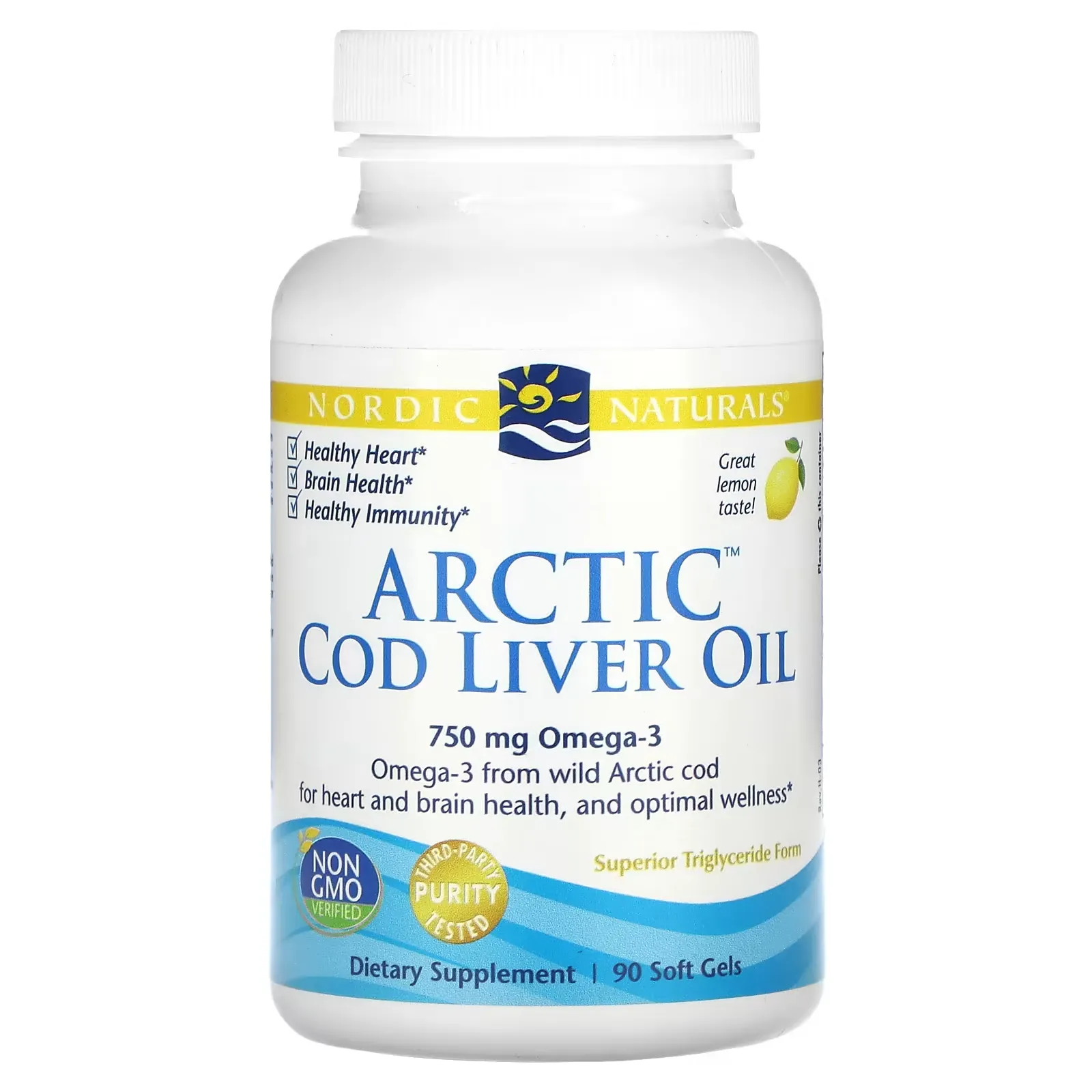 Arctic Cod Liver Oil, Lemon, 250 mg, 90 Soft Gels