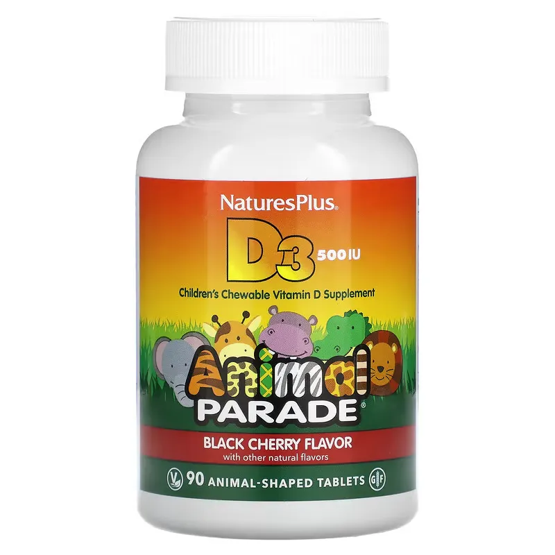 Animal Parade, Vitamin D3, Black Cherry, 500 IU, 90 Animal-Shaped Tablets