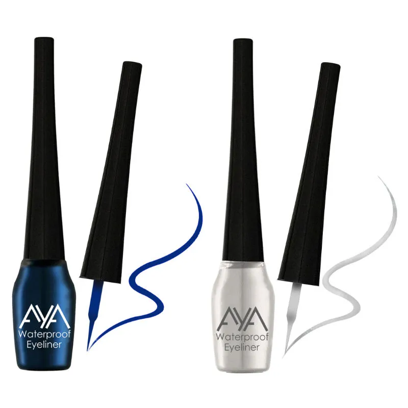 AYA Waterproof Eyeliner - Blue And Silver (Set of 2)