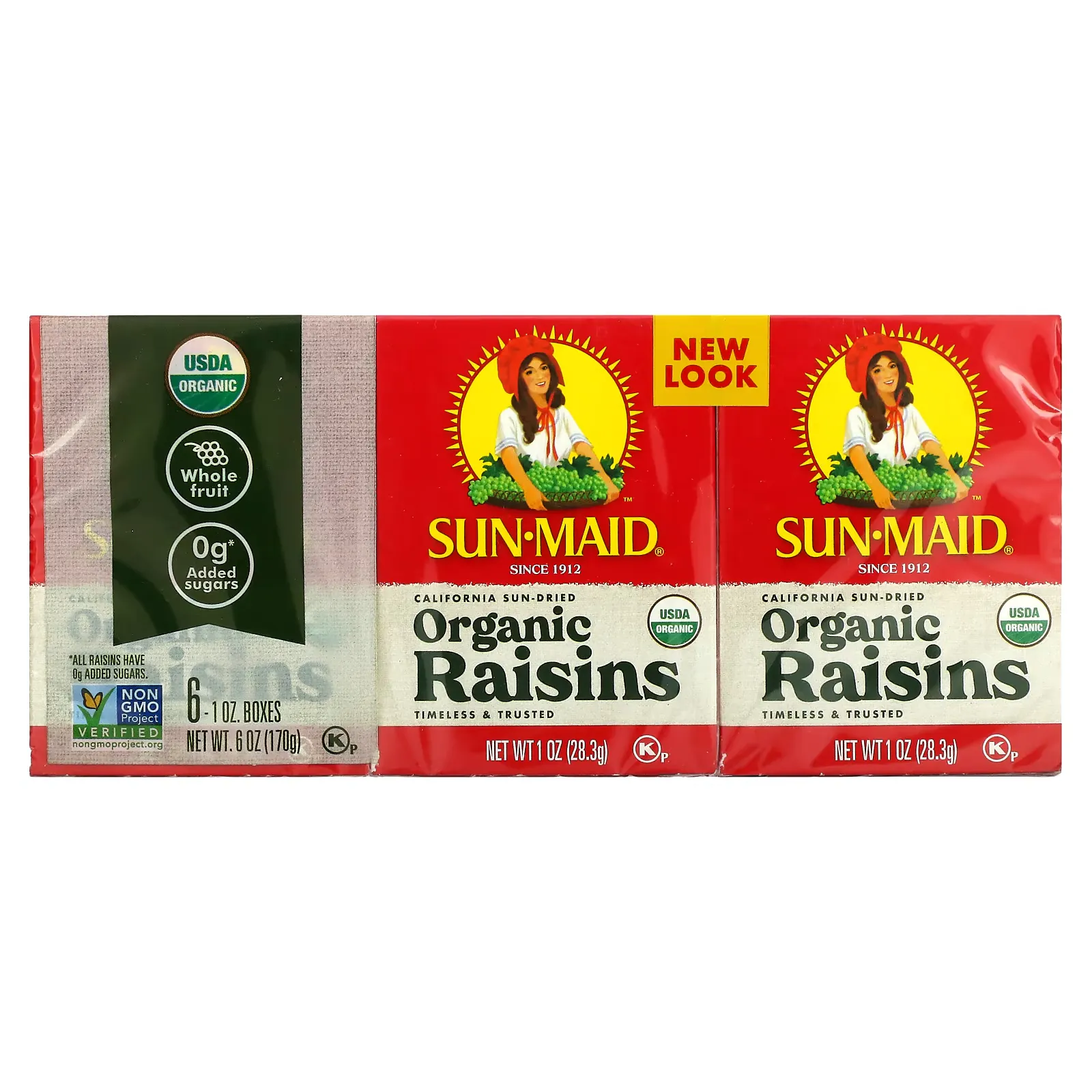 Organic California Sun-Dried Raisins, 6 Boxes, 1 oz (28.3 g) Each