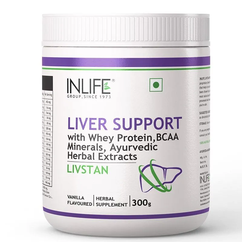 INLIFE Livstan Liver Support Supplement Whey Protein Powder & Ayurvedic Herbs, 300 grams (Vanilla)