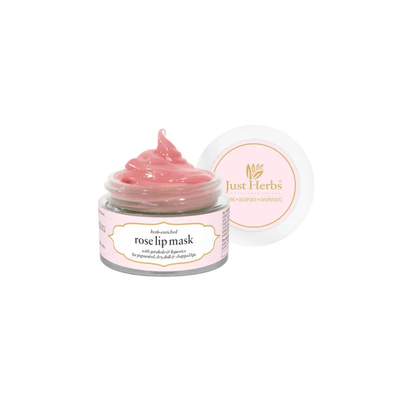 Just Herbs Ayurvedic & Vegan Rose Lip Mask For Chapped, Pigmented & Dark Lips