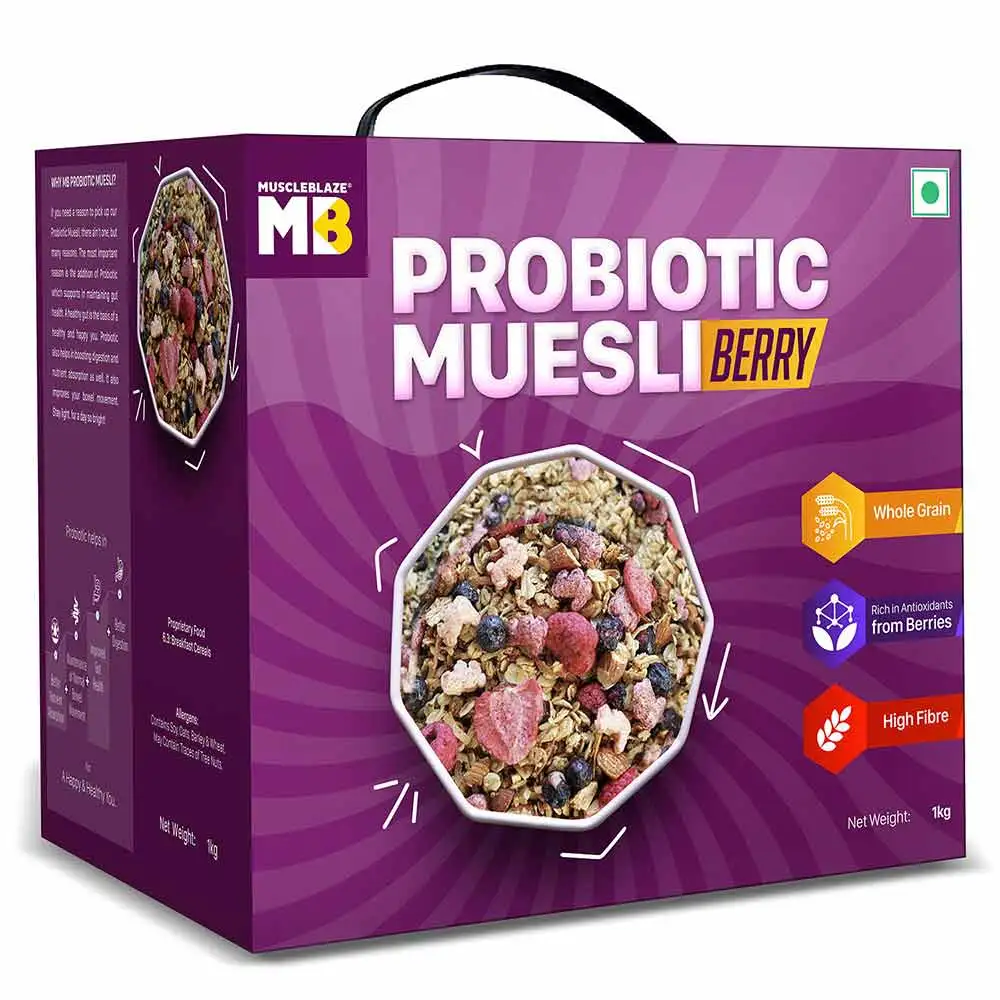 MuscleBlaze Probiotic Muesli,  1 kg  Berry