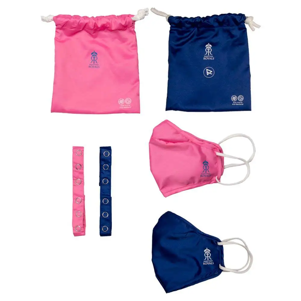 Zero Risque Rajasthan Royals Pro Face Masks,  Navy Blue & Pink (Adult Pack of 2)