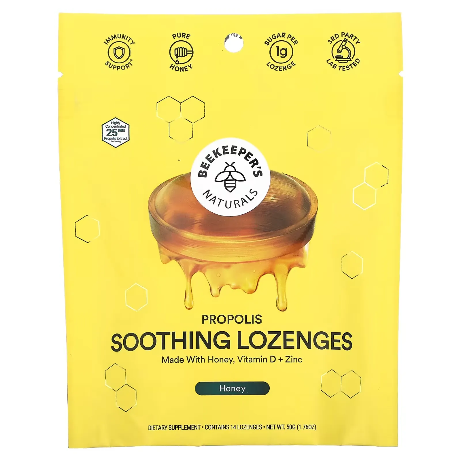 Propolis Soothing Lozenges, Honey, 14 Lozenges, 1.76 oz (50 g)