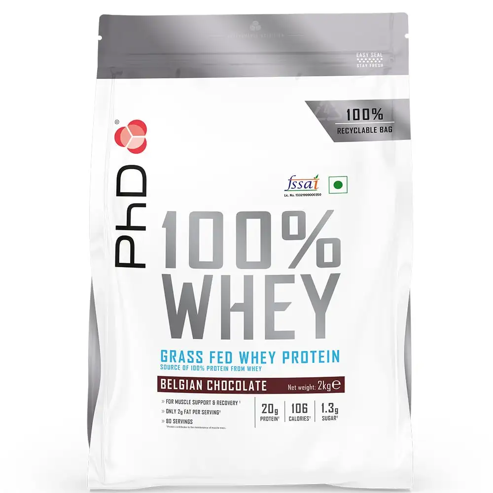 PhD 100% Whey Powder,  4.4 lb  Belgian Chocolate