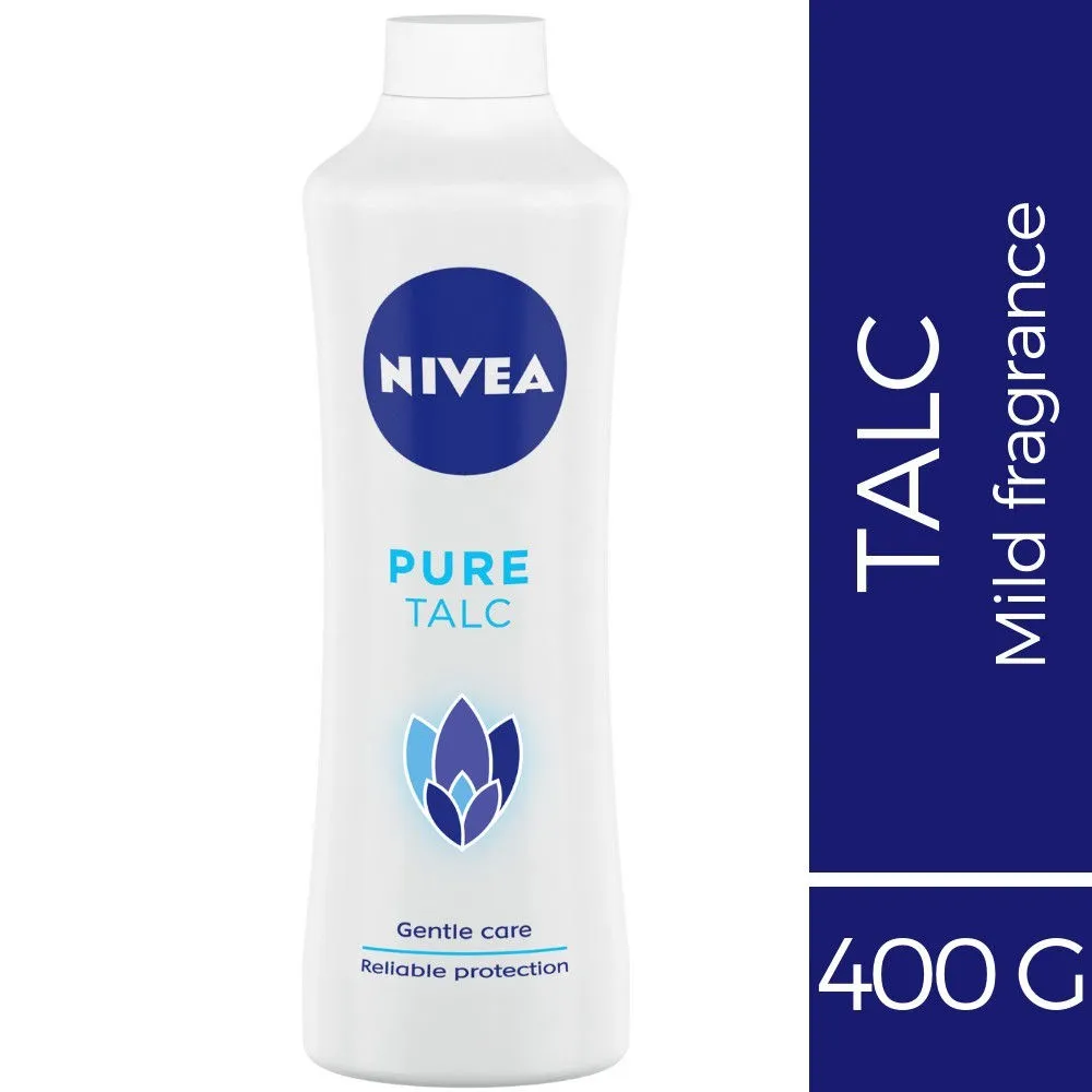 NIVEA Talcum Powder for Men & Women, Pure, For Gentle Fragrance & Reliable Protection Against Body Odour