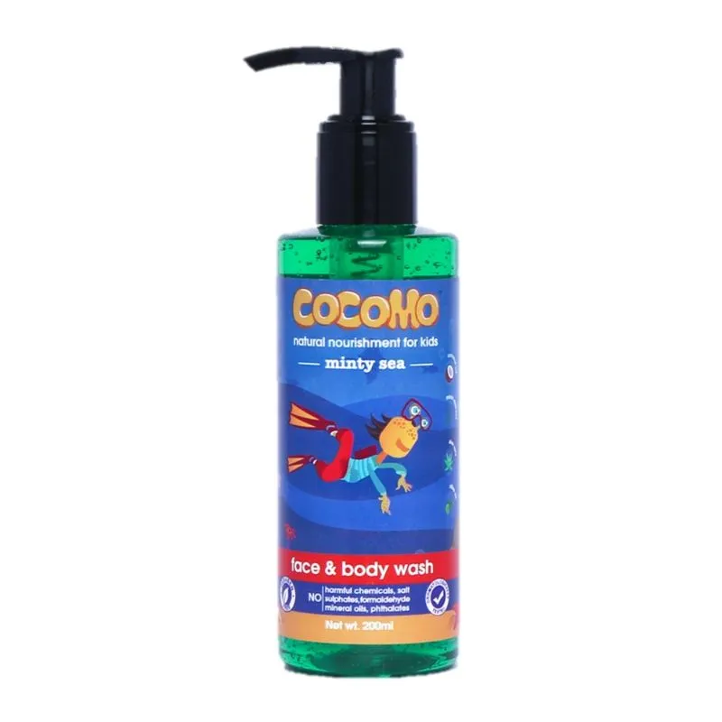 Cocomo Natural Olive &Coconut Oil Kids Face &Body Wash- Minty Sea (Age: 4+)