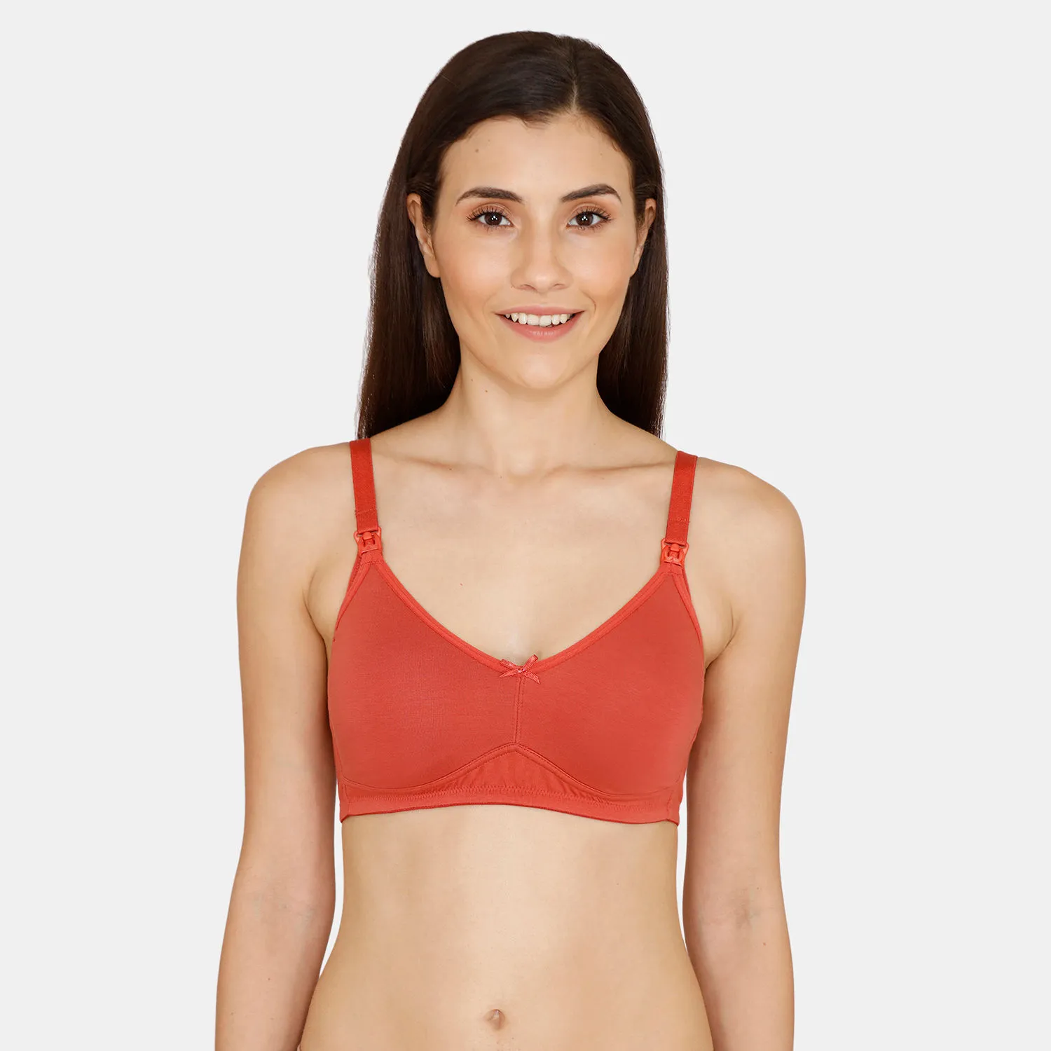 Zivame Double Layered Non Wired 3/4th Coverage Maternity / Nursing Bra - Dusty Cedar