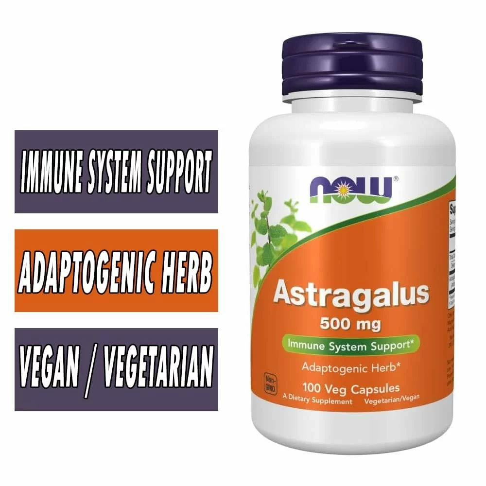 NOW Astragalus - 500 mg - 100 Veg Capsules