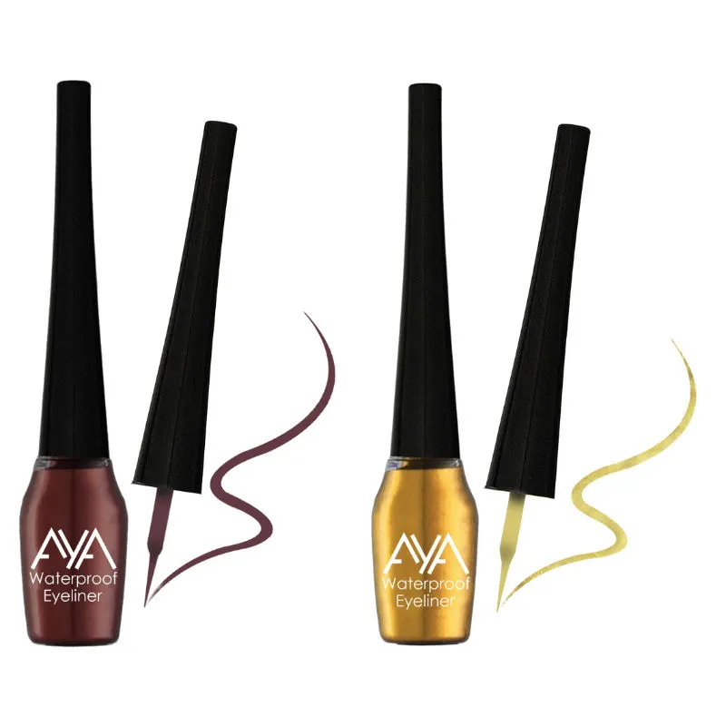 AYA Waterproof Eyeliner - Brown And Golden (Set of 2)