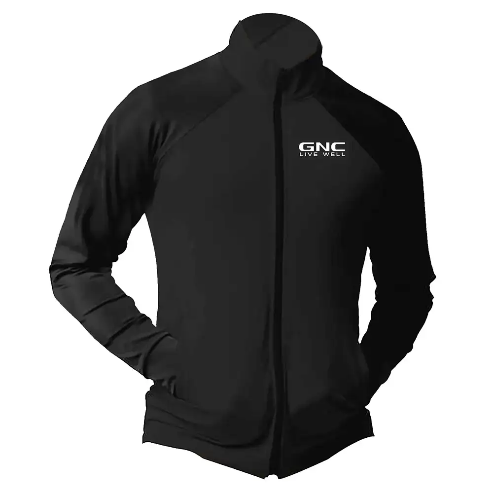 GNC Full Sleeves Gym & Sports Wear Two Sided Zipper Jacket,  Black  XL