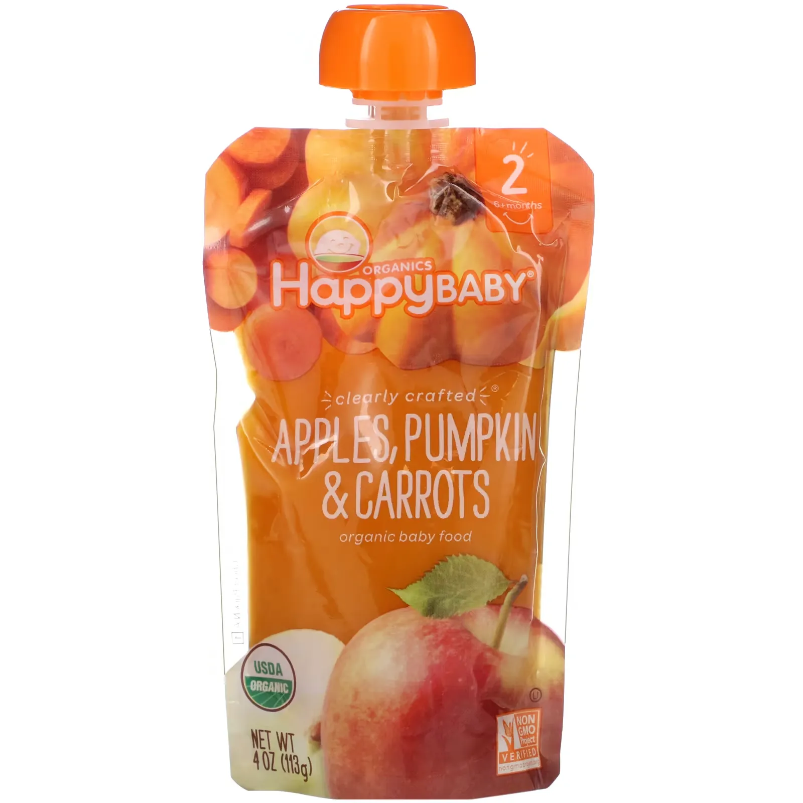 Happy Baby, Organic Baby Food, 6+ Months, Apples, Pumpkin & Carrots, 4 oz (113 g)