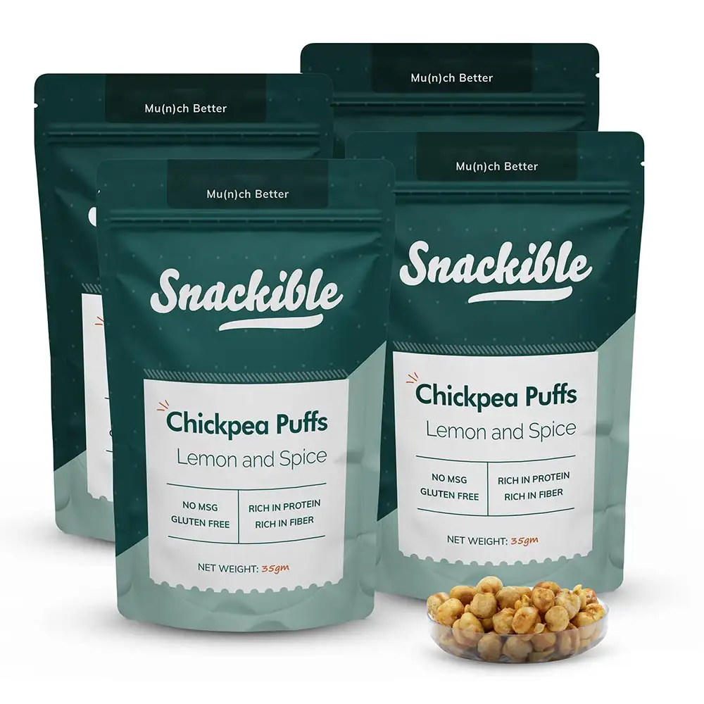 Snackible Chickpea Puffs,  Lemon & Spice (Pack of 6)  35 g