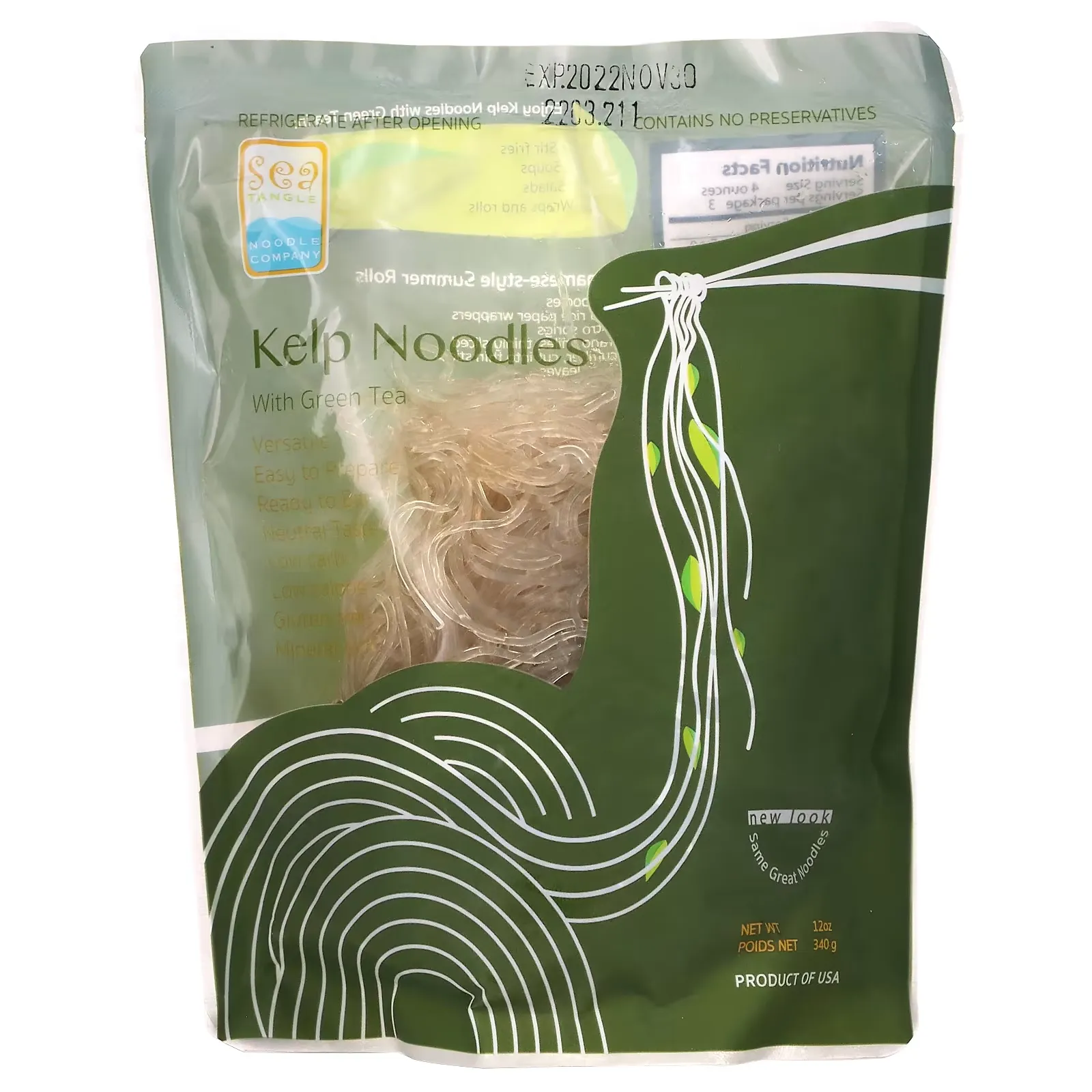 Kelp Noodles with Green Tea, 12 oz (340 g)