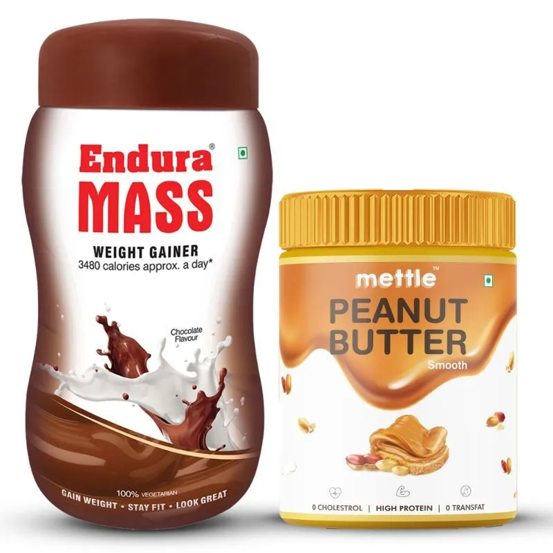 Endura Mass Weight Gainer Chocolate Flavour With Mettle All Natural Peanut Butter Smooth