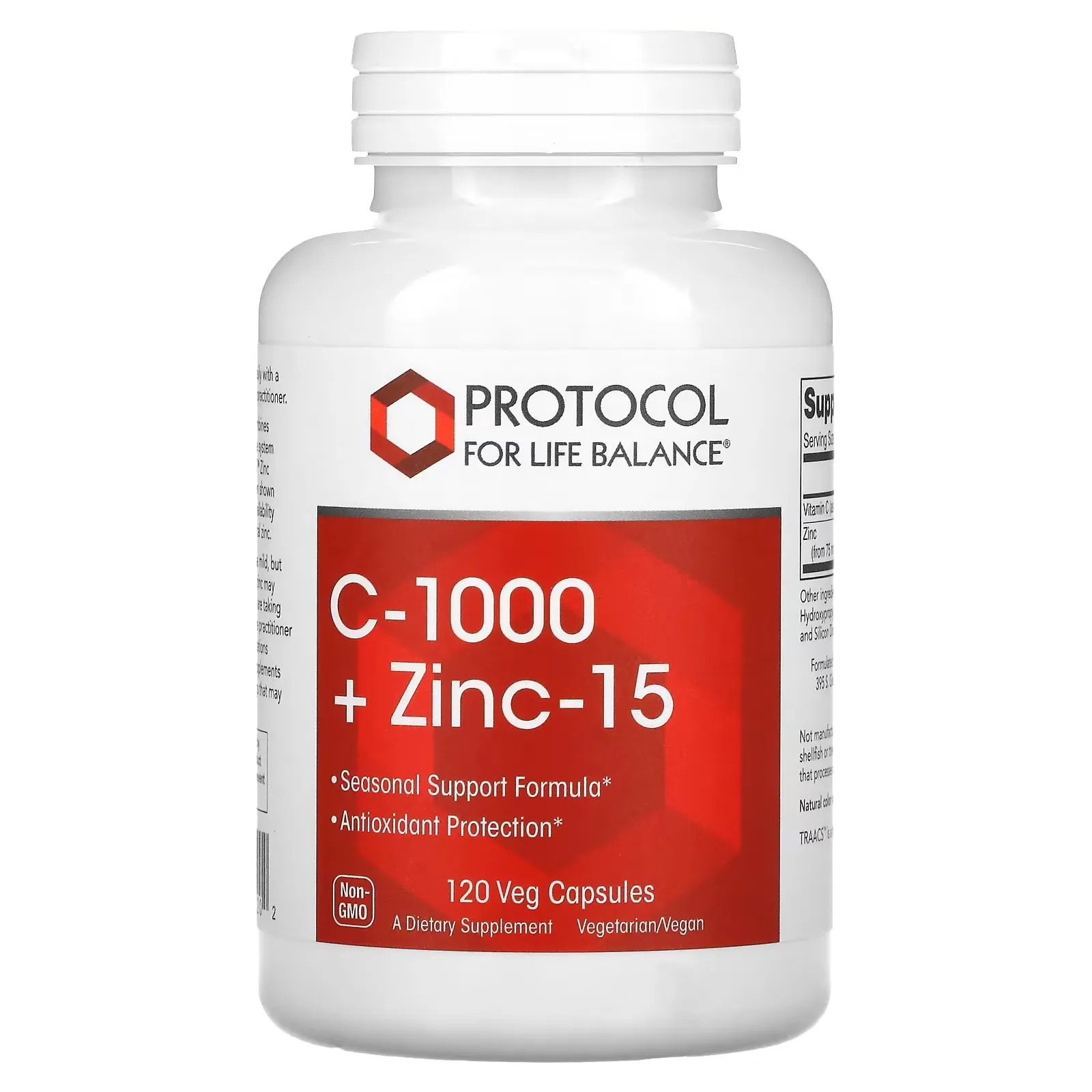 C-1000 + Zinc-15, 120 Veg Capsules