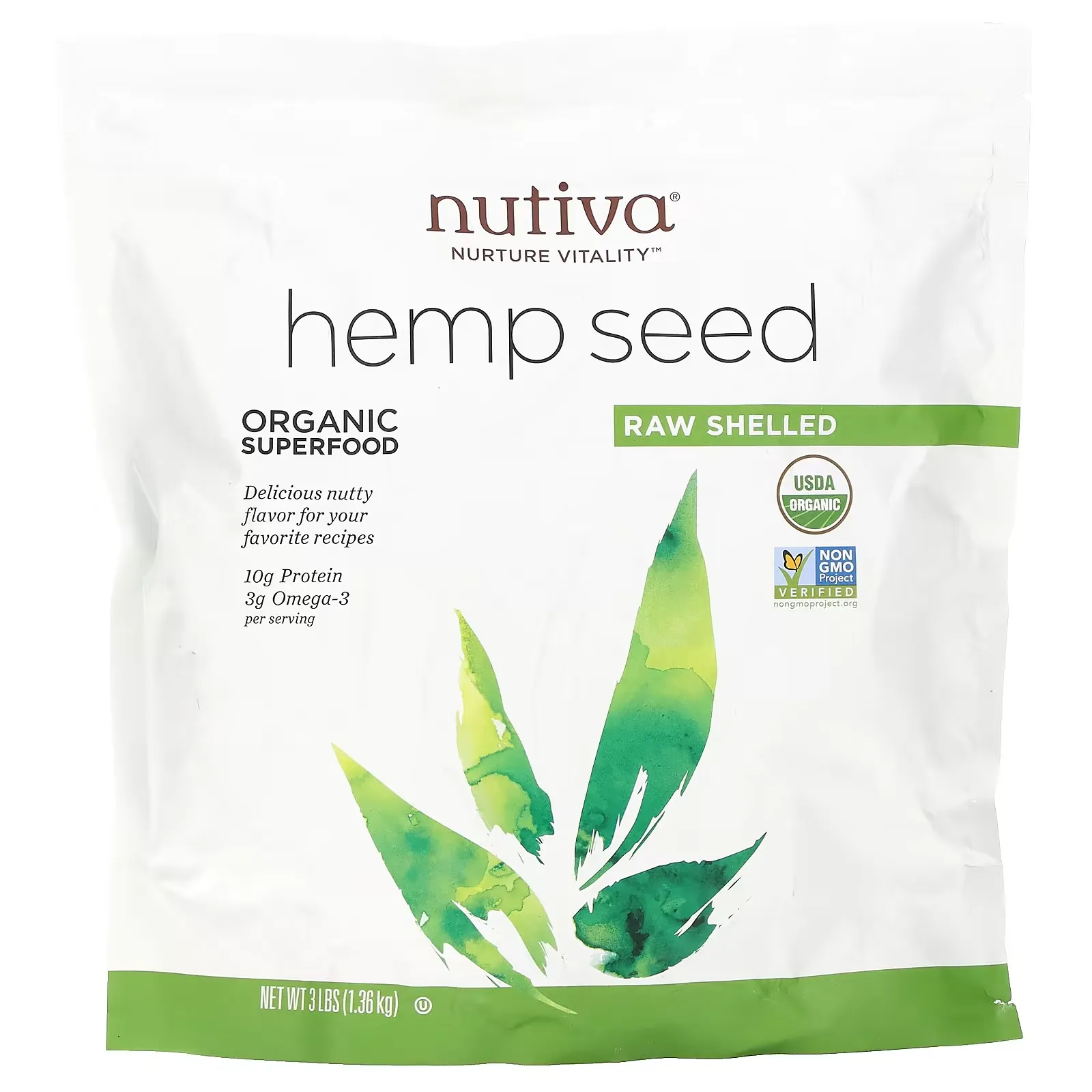 Organic Superfood, Raw Shelled Hempseed, 3 lbs (1.36 kg)