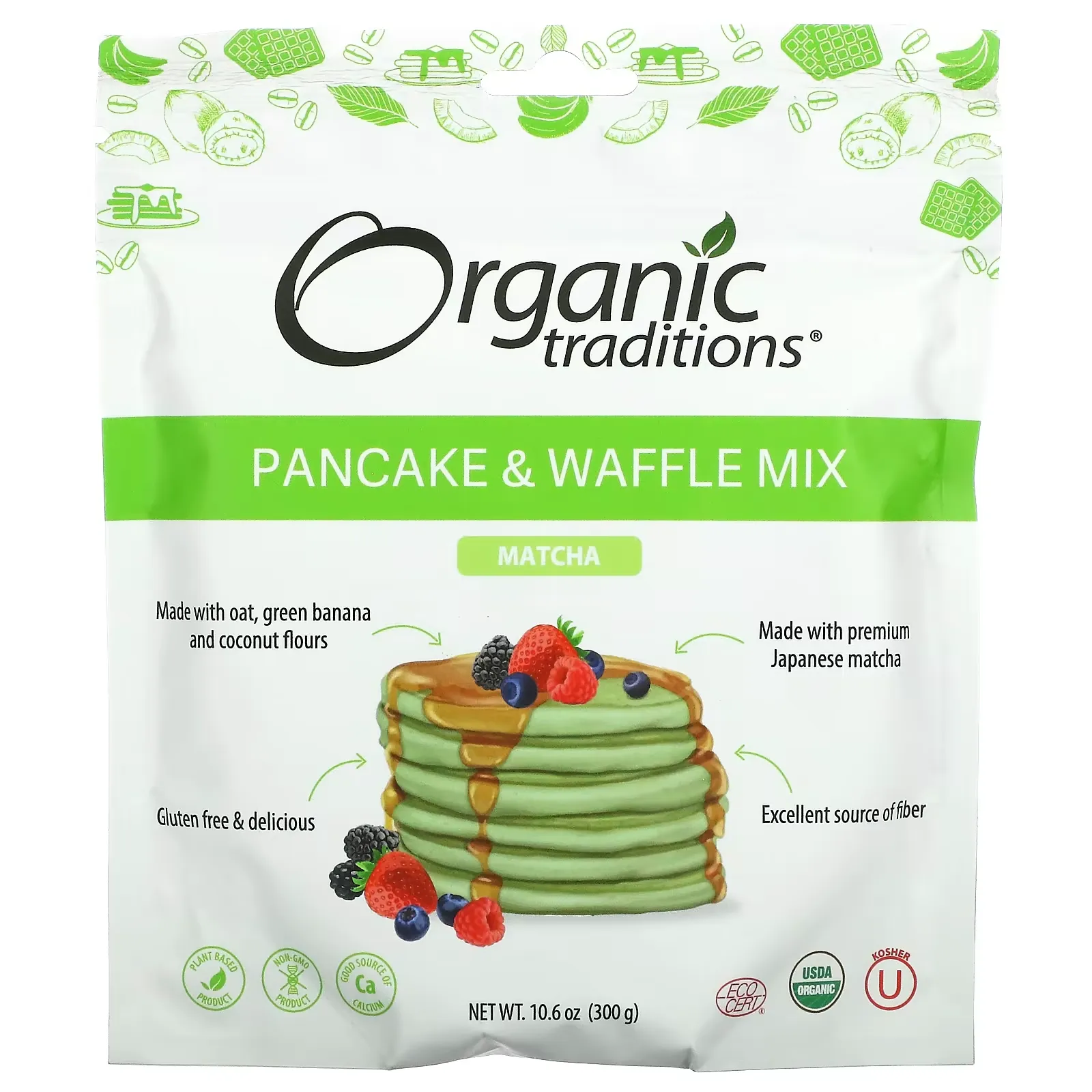 Pancake & Waffle Mix, Matcha, 10.6 oz (300 g)