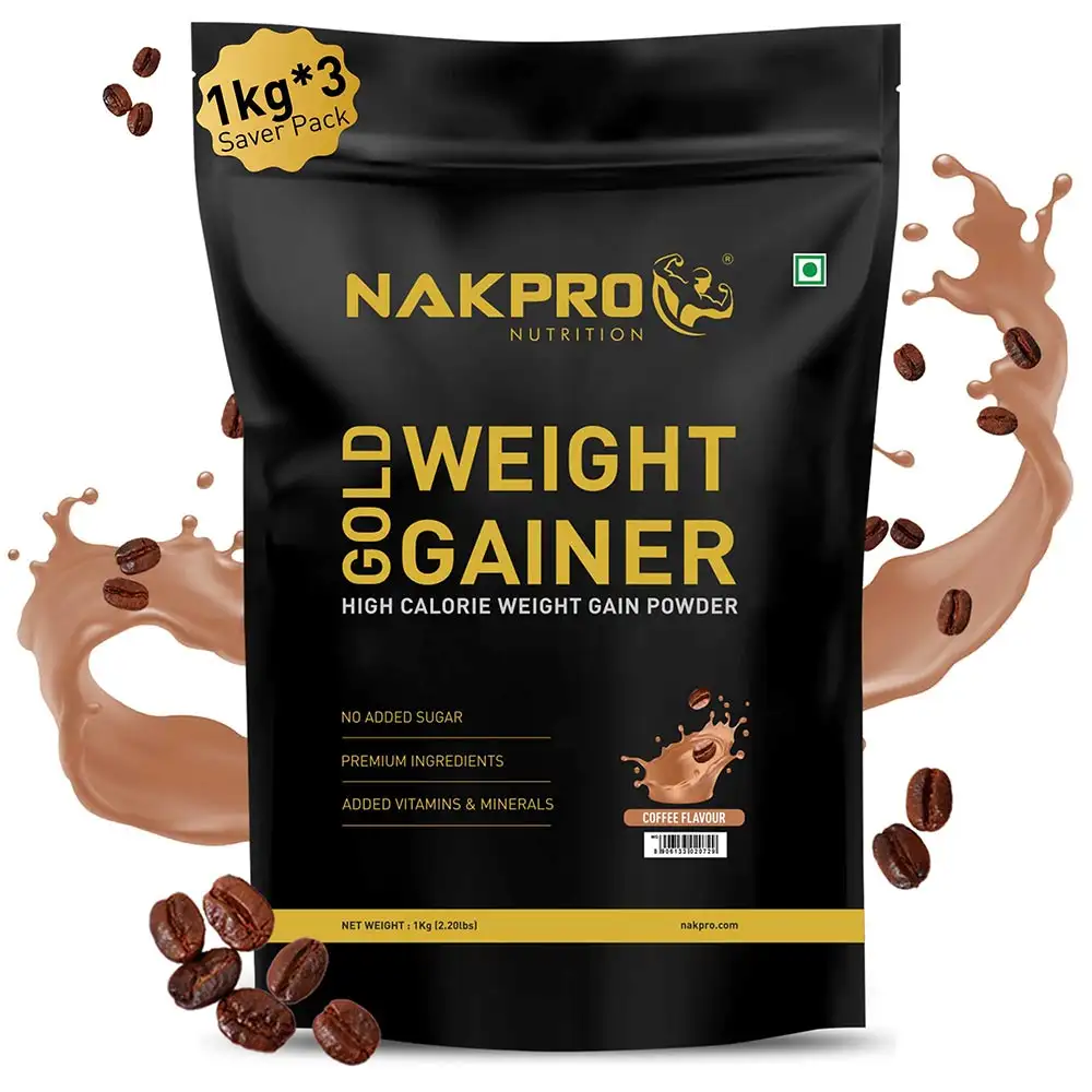 Nakpro Gold Weight Gainer,  2.2 lb  Coffee (Pack of 3)