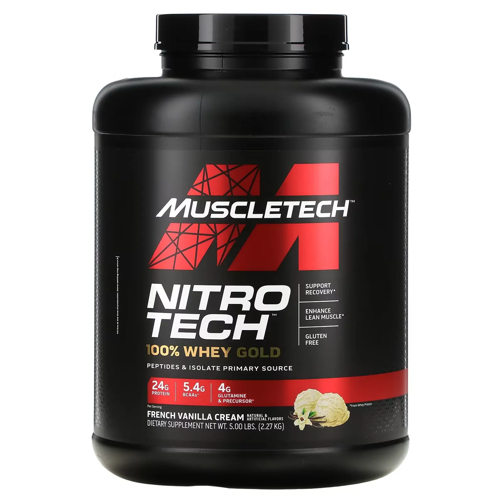 Nitro Tech, 100% Whey Gold, French Vanilla Cream, 5 lbs (2.27 kg)