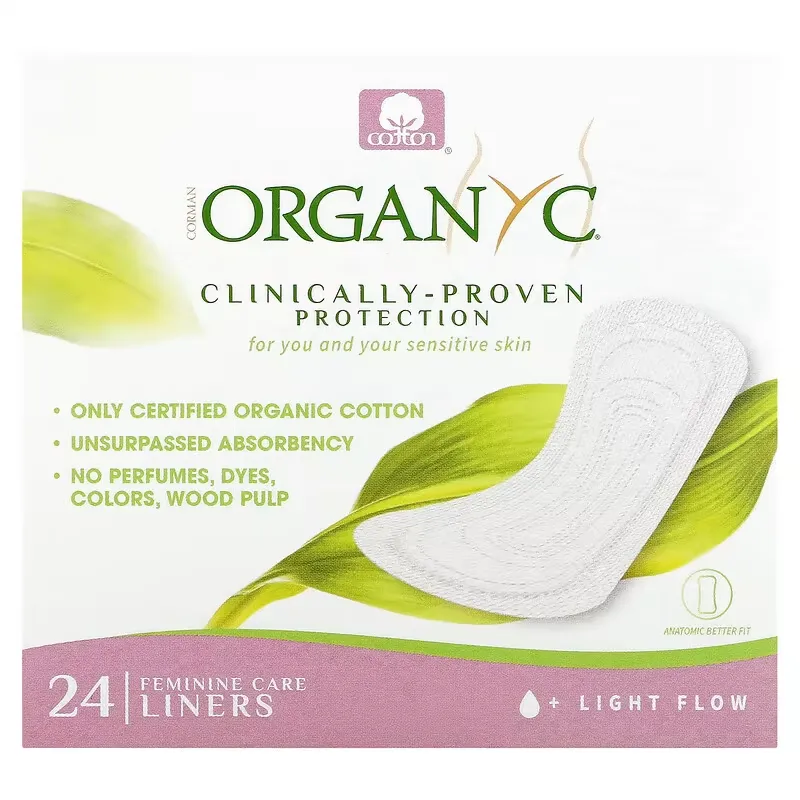 Organic Cotton Folded Panty Liners, Light Flow, 24 Panty Liners