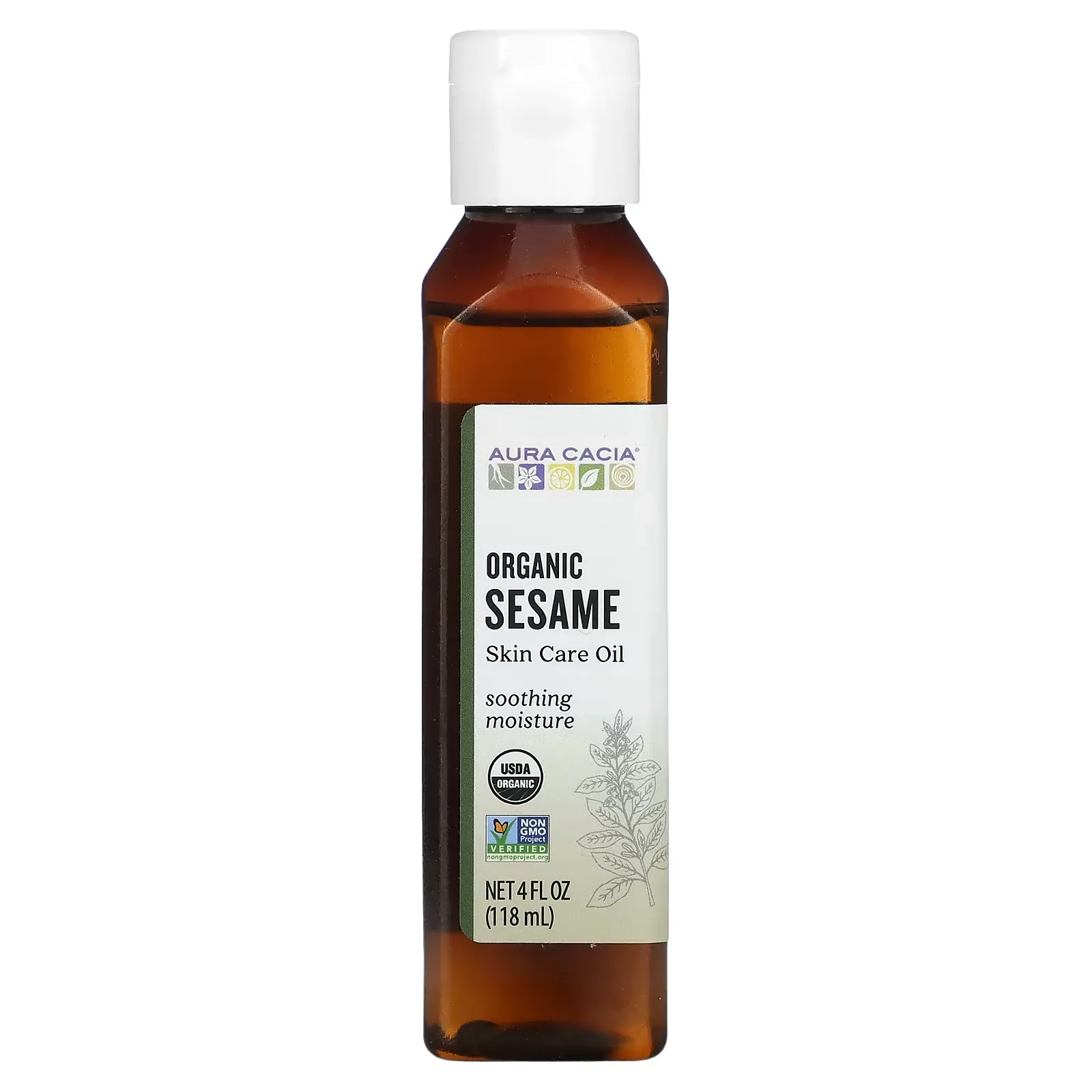 Organic Skin Care Oil, Sesame, 4 fl oz (118  ml)