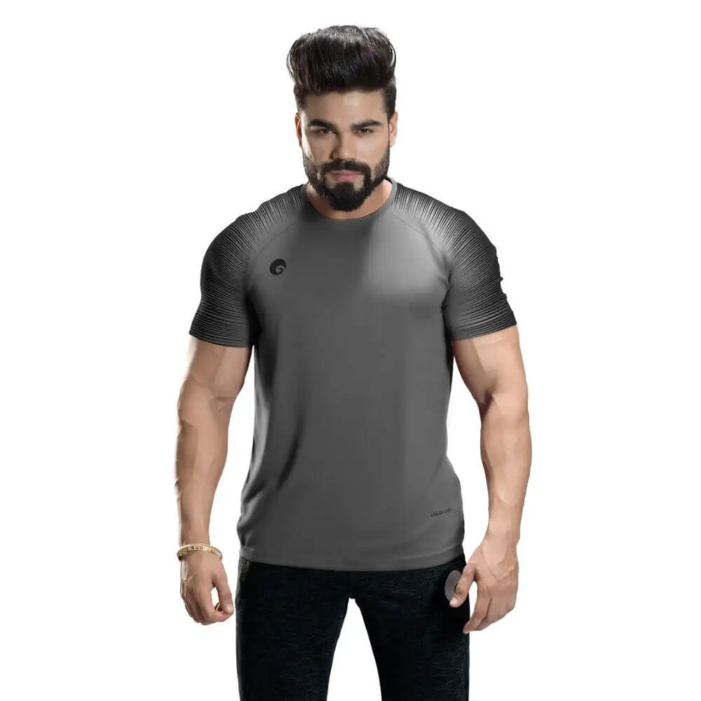 Omtex Gym T Shirt Spider 007,  Grey  Large