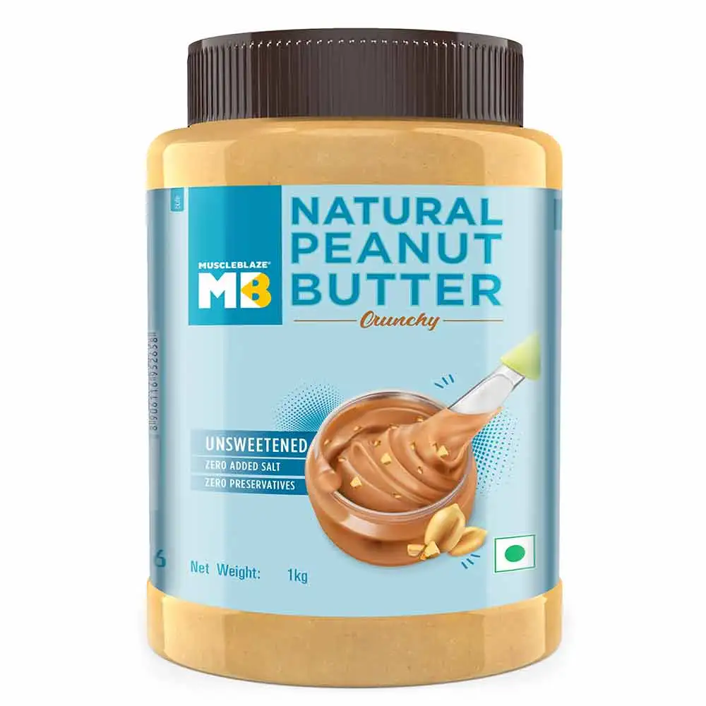 MuscleBlaze Natural Peanut Butter Unsweetened,  1 kg  Crunchy