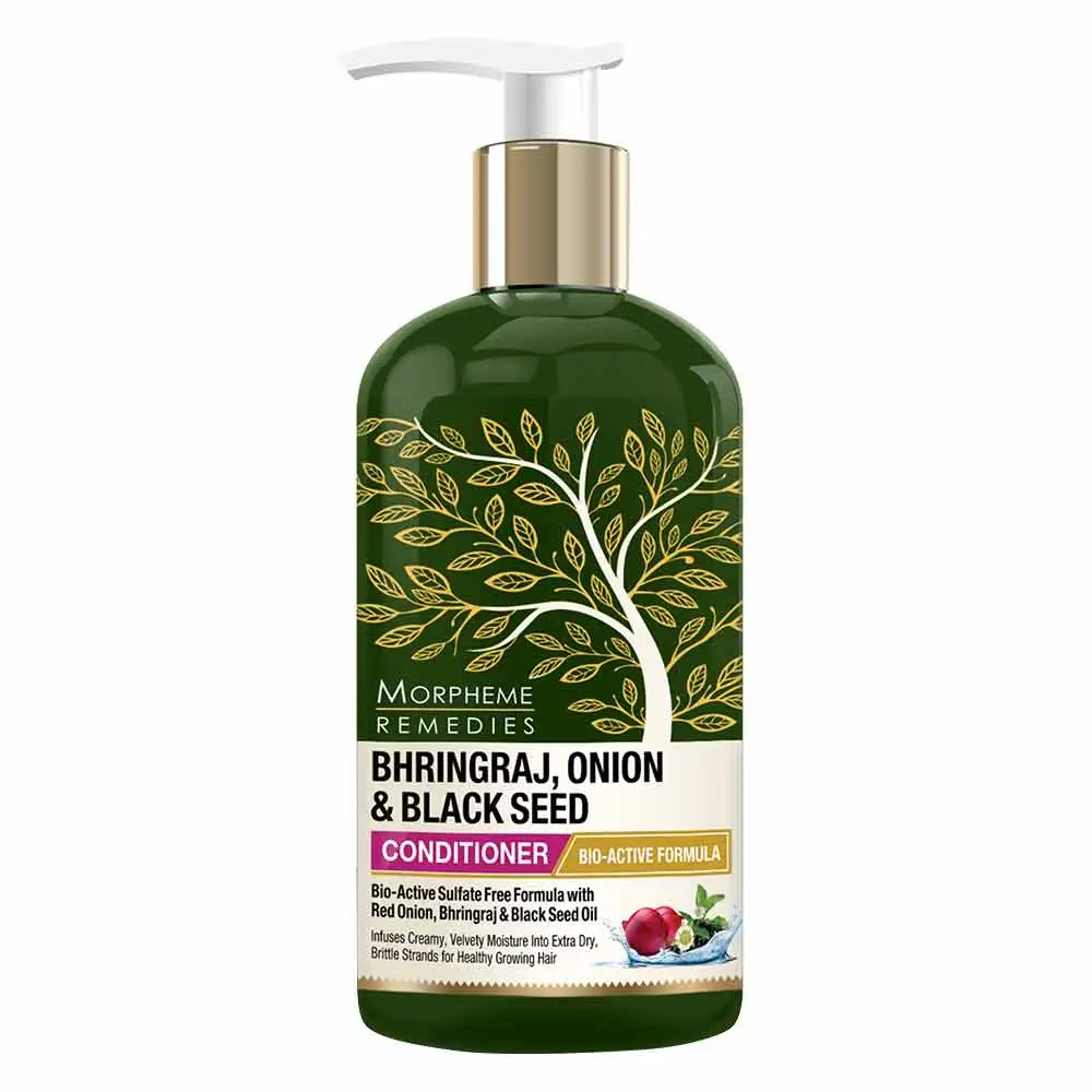 Morpheme Remedies Bhringraj Onion and Black Seed Conditioner,  300 ml  with Red Onion Oil, Amla, Neem, Shikakai Extracts