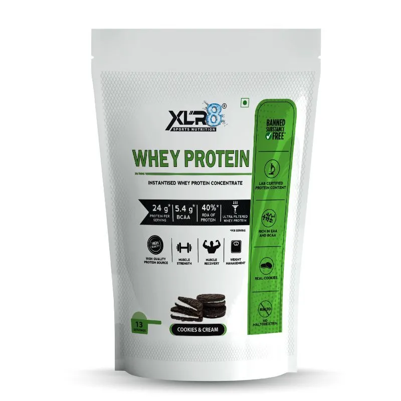 XLR8 Sports Nutrition Whey Protein With 24g Protein- 5.4g BCAA - Cookies & Cream