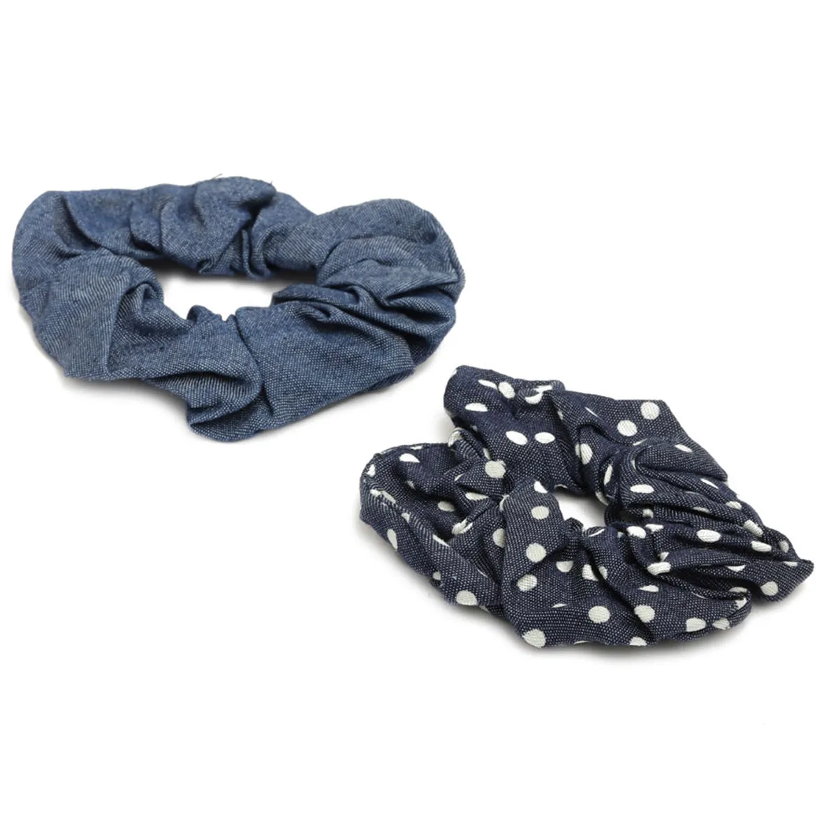 ToniQ Set of 2 Denim Fabrich Scrunchie For Women (OSXXH143 B)