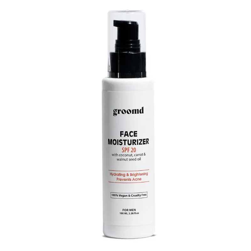 Groomd Face Moisturiser (spf 20) With Coconut Oil, Carrot Oil & Walnut Seed Oil