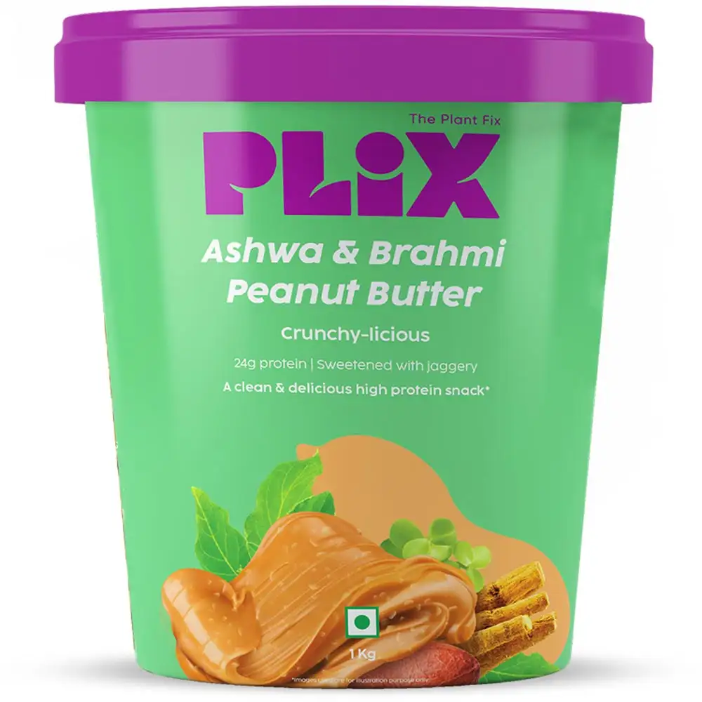 Plix Life Ashwa & Brahmi Peanut Butter,  1 kg  Unflavoured