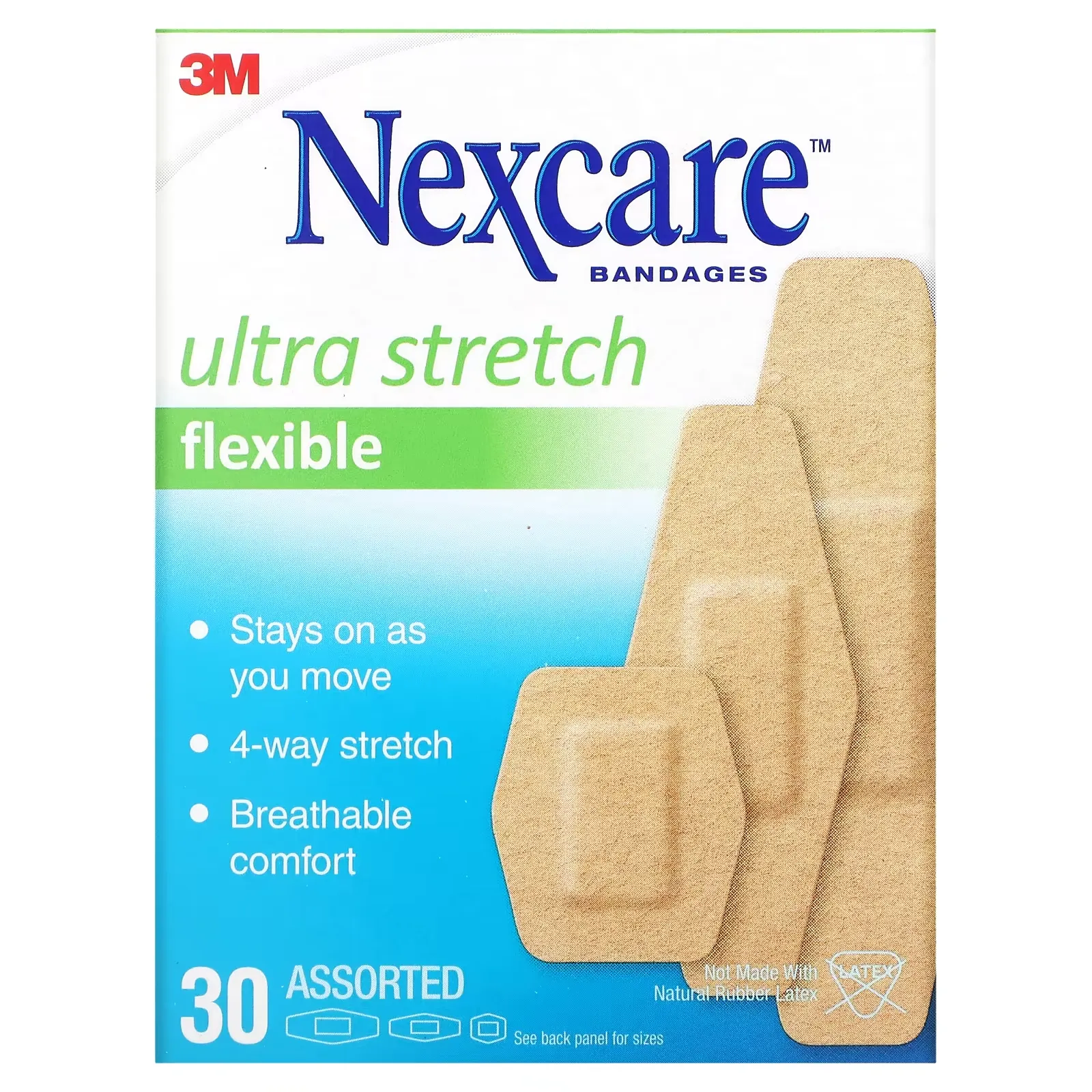 Ultra Stretch Flexible Bandages, 30 Assorted Sizes