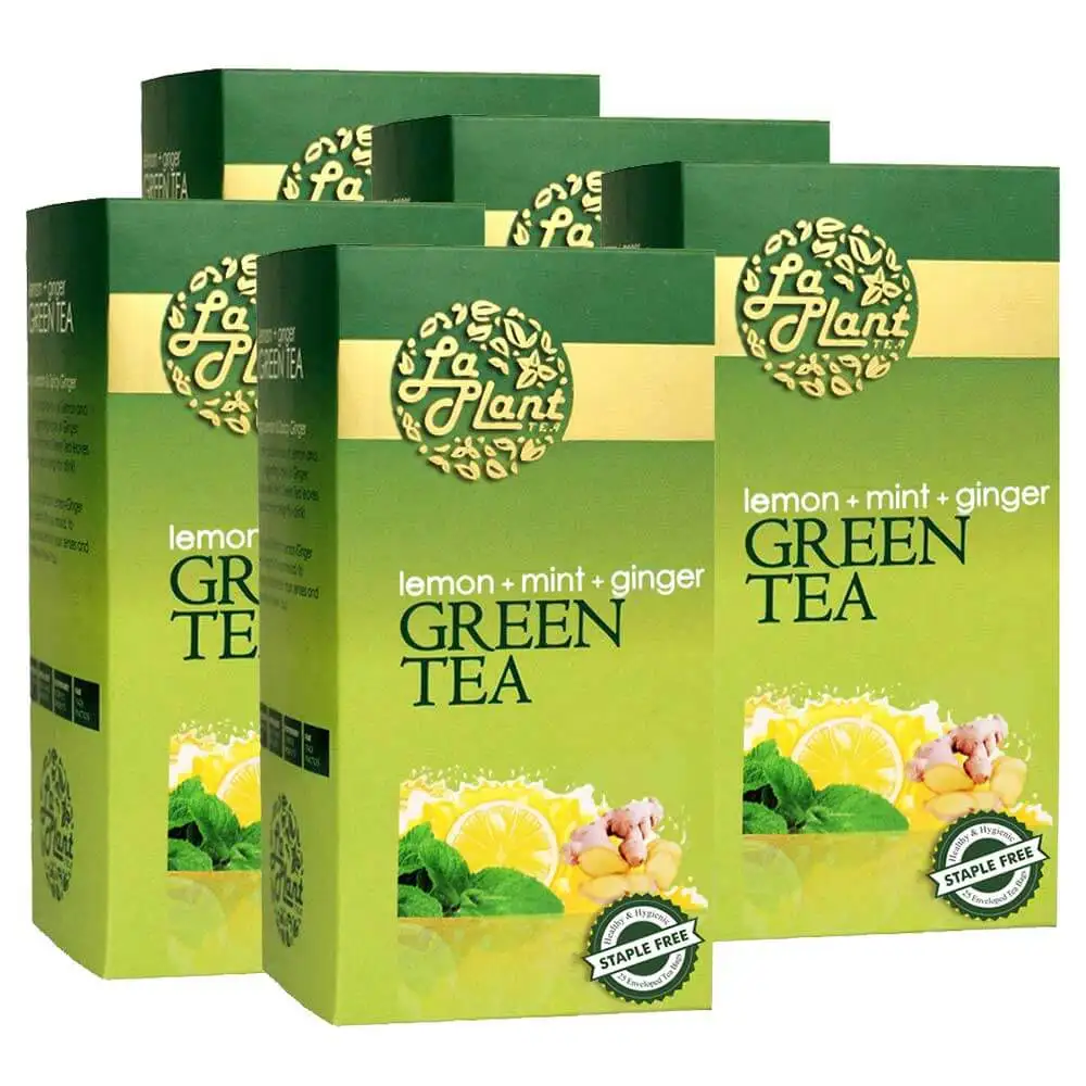 Laplant Green Tea,  25 Tea Bag(s)  Lemon, Mint & Ginger (Pack of 5)