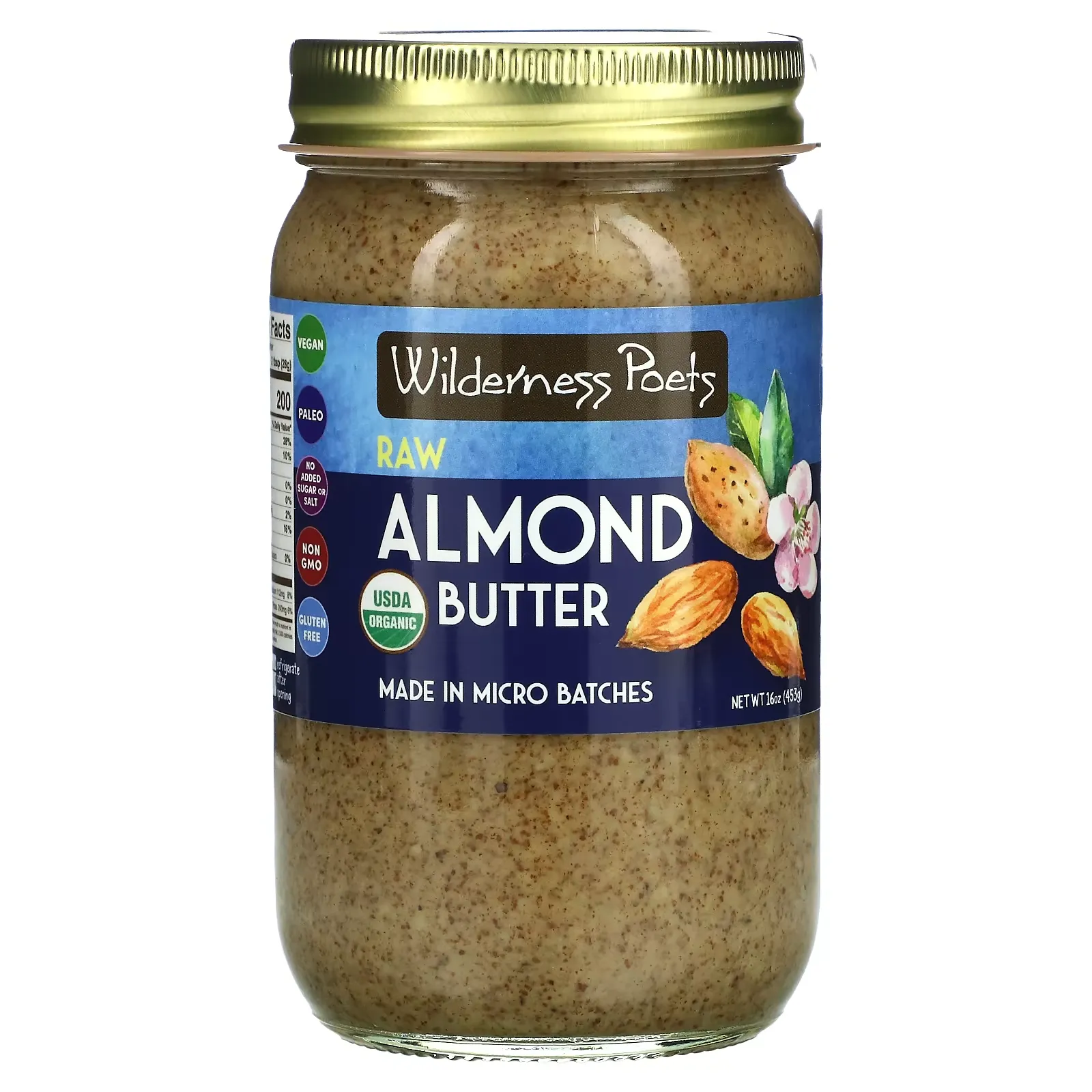 Organic Raw Almond Butter, 16 oz (453 g)