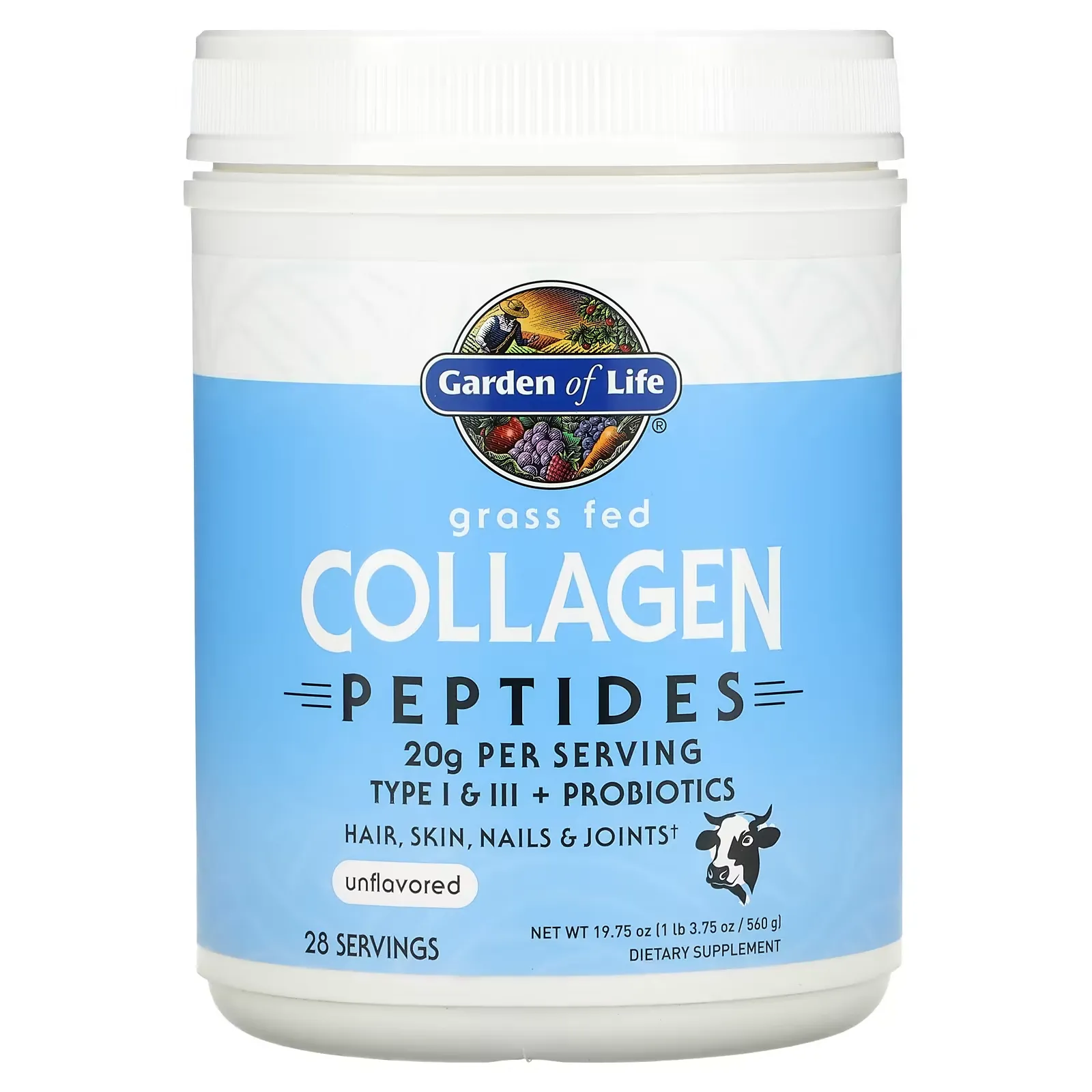 Grass Fed Collagen Peptides, Unflavored, 19.75 oz (560 g)