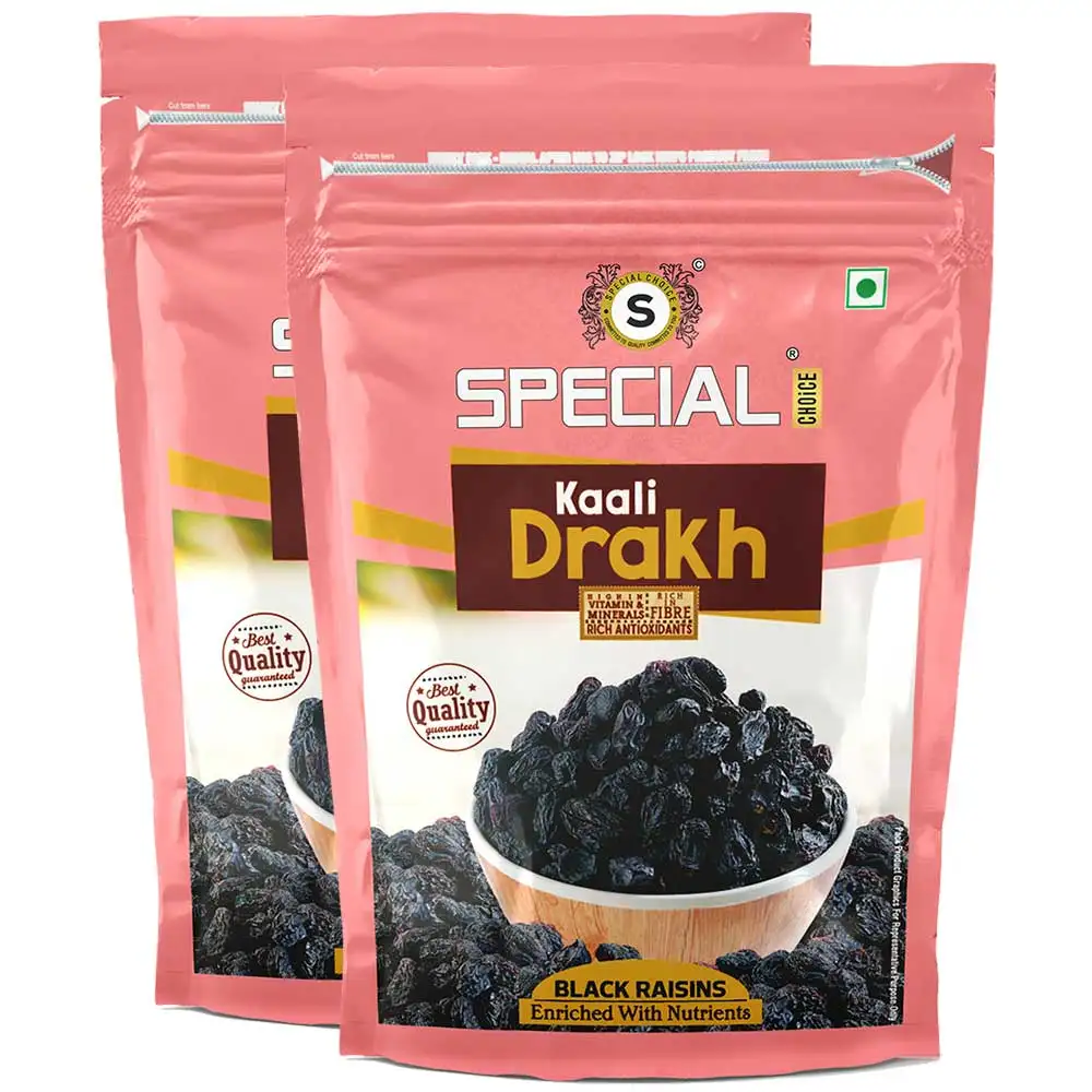 Special Choice Kali Drakh (Black Raisins),  250 g  Seedless (Pack of 2)