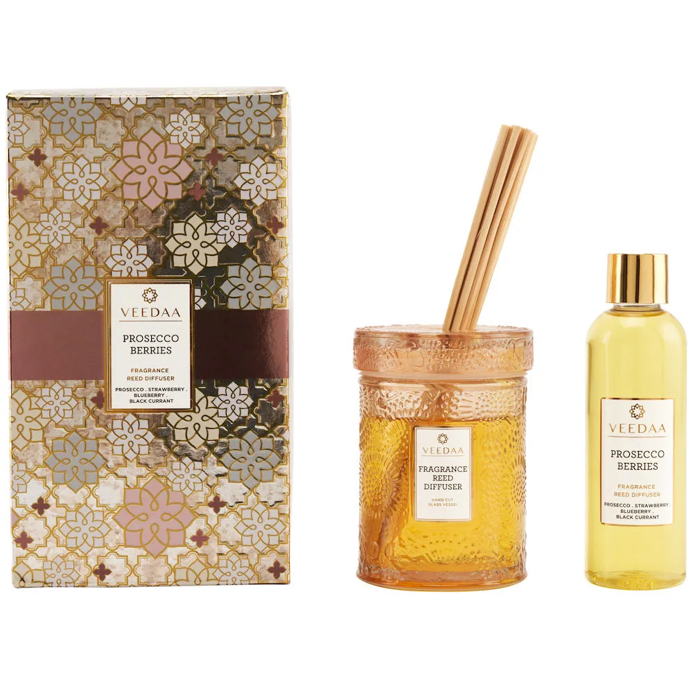 Veedaa Candles Prosseco Berries Reed Diffuser Set