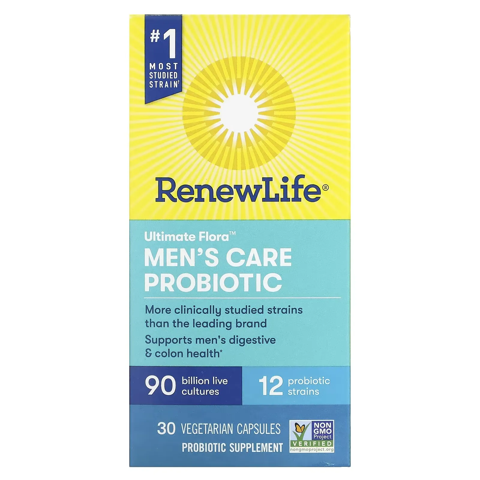 Ultimate Flora, Men's Care Probiotic, 90 Billion Live Cultures, 30 Vegetarian Capsules