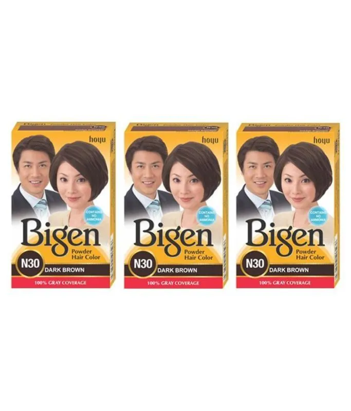 Bigen Powder Hair Color - Dark Brown N30 (Pack of 3)